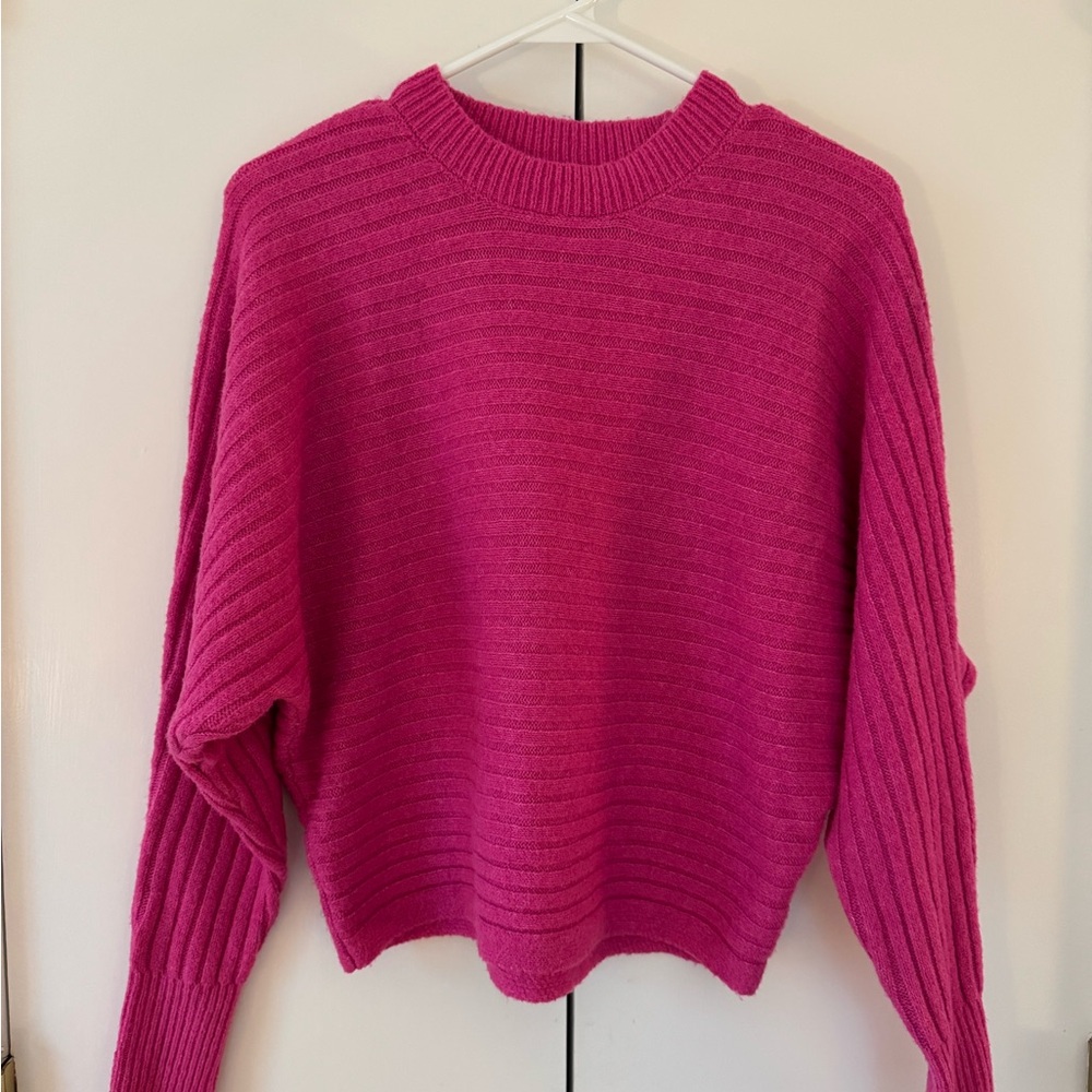 Women's hot Pink Ribbed Sweater
